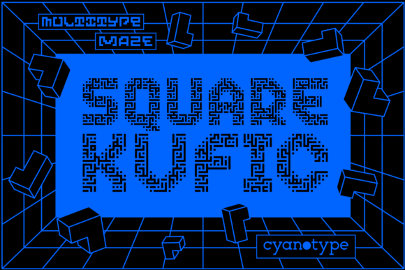 MultiType Maze Square Kufic: A Pixel-Play Display Font for Makers